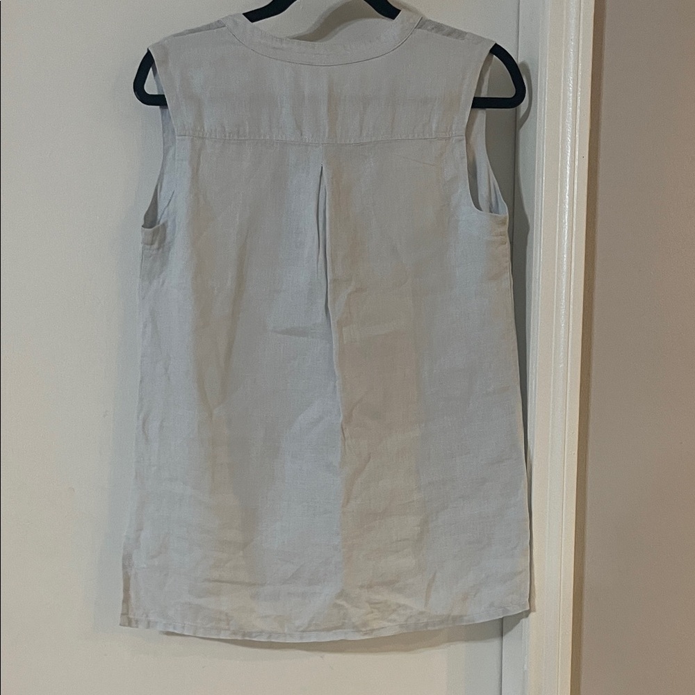 Garnet Hill  linen Light blue Sleeveless Blouse - Picture 2 of 6
